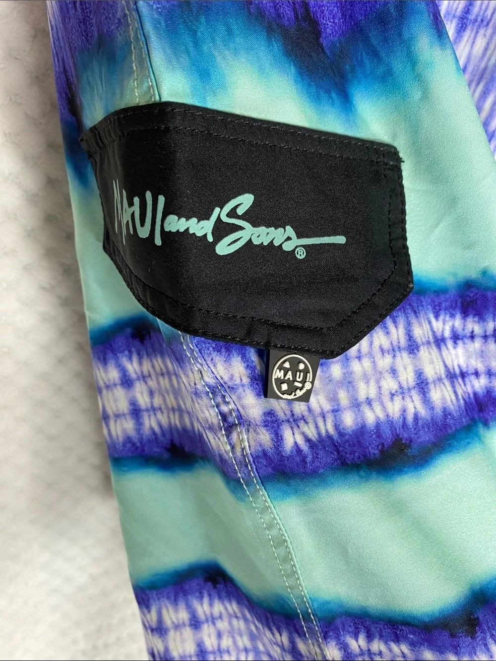 Maui and Sons Aqua & Indigo Tie-Dye Hybrid Board Shorts